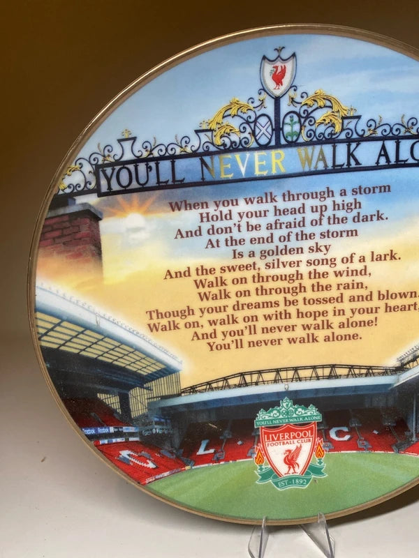 Vintage Danbury Mint Plate You'll Never Walk Alone Liverpool FC Mancave homebar