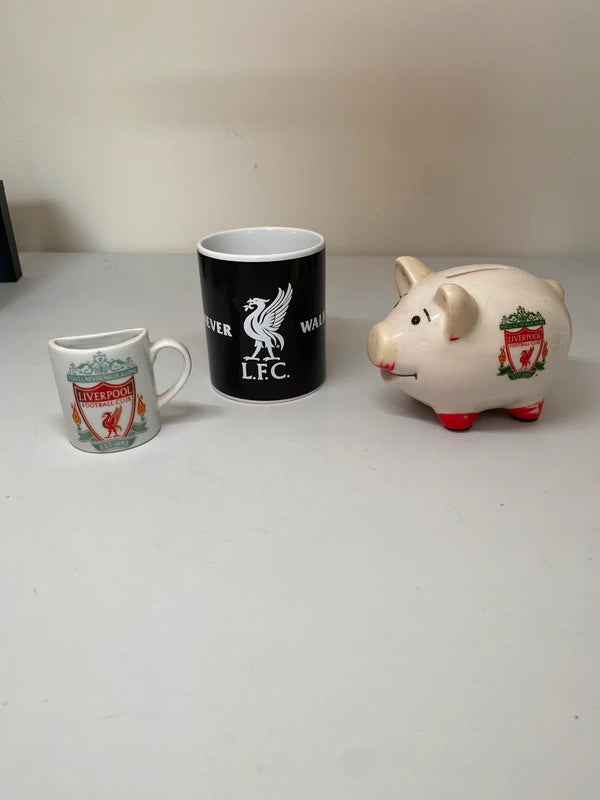 Bundle of Liverpool FC display desk pen holder piggy bank & mug LFC merch