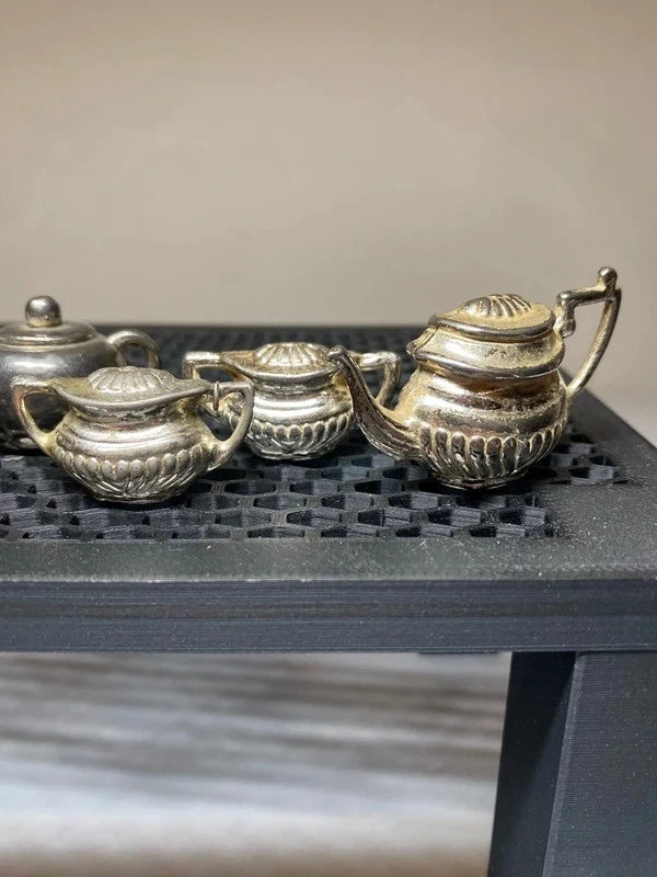 Vintage joblot bundle of pewter teapots ornaments home decor miniatures doll house