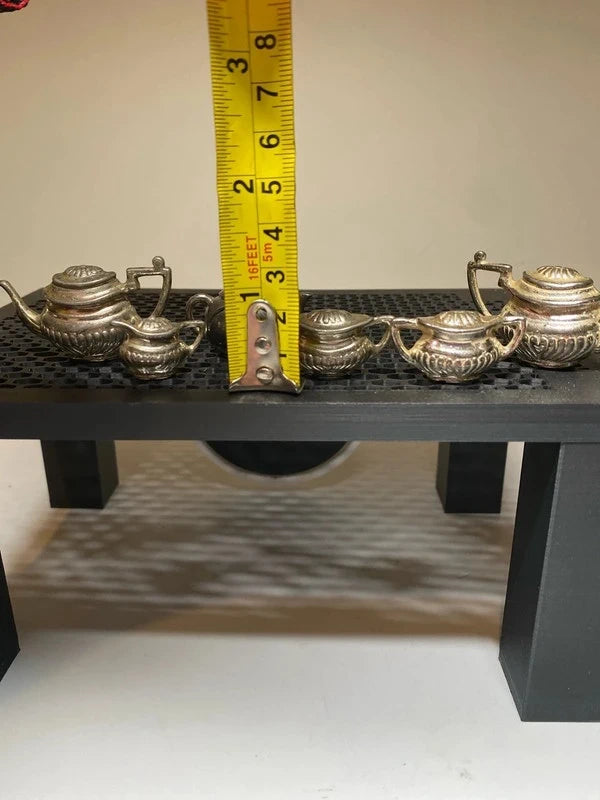 Vintage joblot bundle of pewter teapots ornaments home decor miniatures doll house